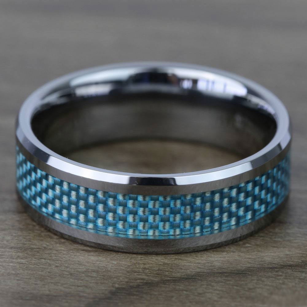 Tungsten Carbide Ring With Blue Carbon Fiber Inlay (8mm) | 03
