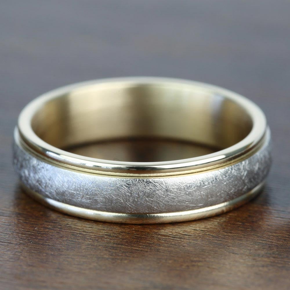 Two Tone Gold Mens Wedding Band | 03