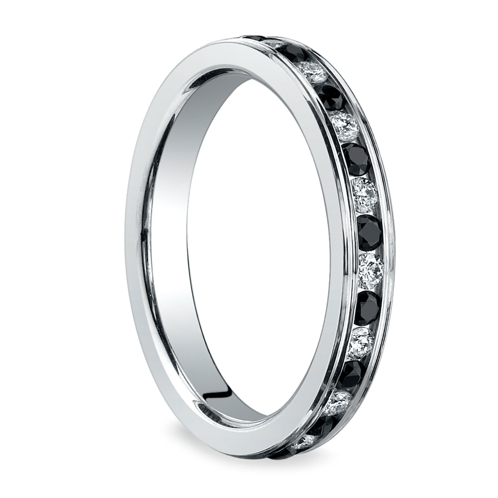 Black And White Diamond Eternity Ring In White Gold (3/4 Ctw) | 02