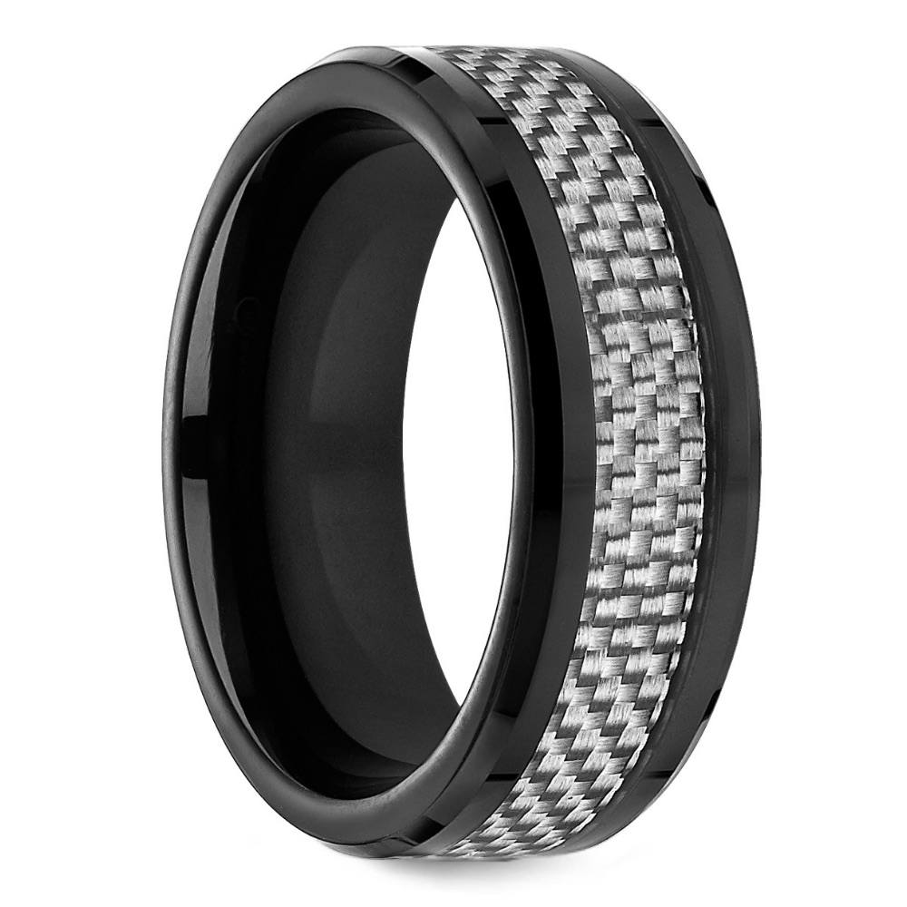 Mens Cobalt Ring With White Carbon Fiber | 02