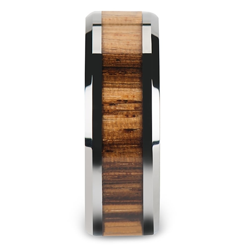 Mens Zebra Wood Inlay Tungsten Wedding Band - The Expedition (8mm) | 03