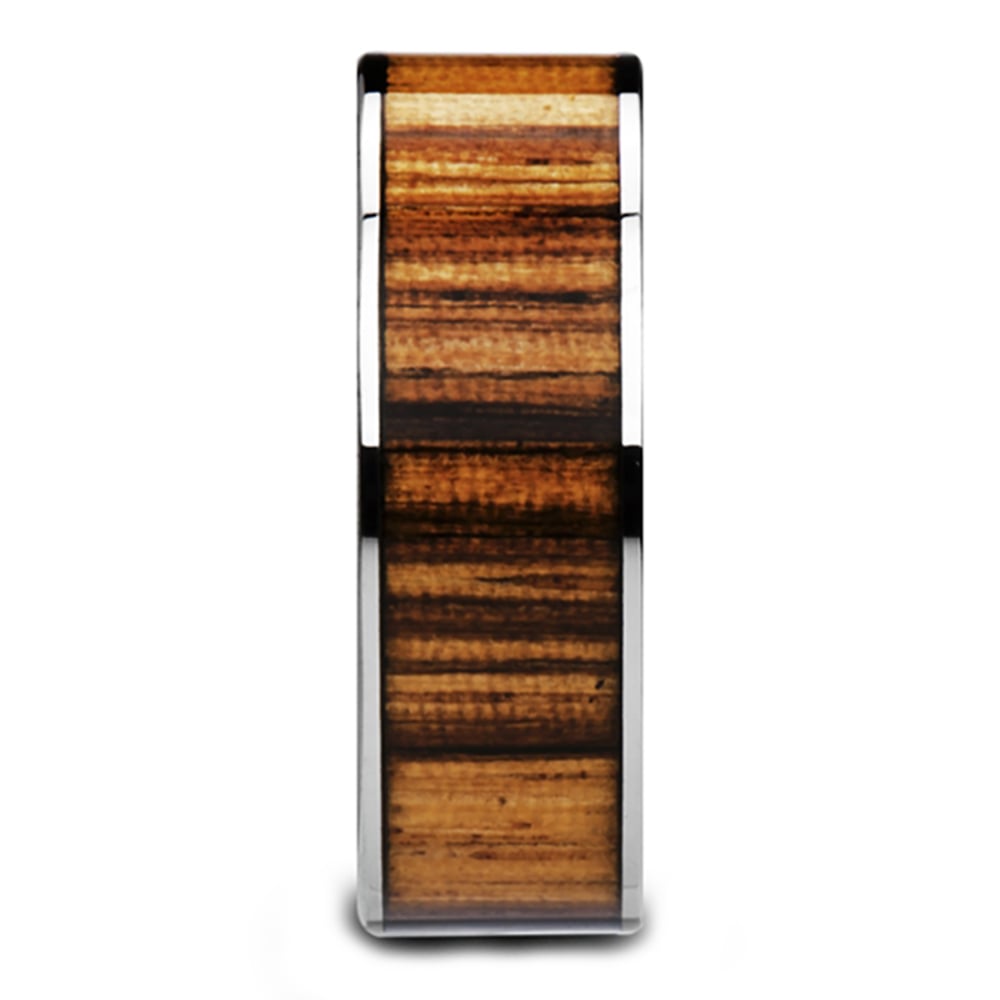 Zealous - Tungsten Mens Band with Zebra Wood Inlay (8mm) | 03