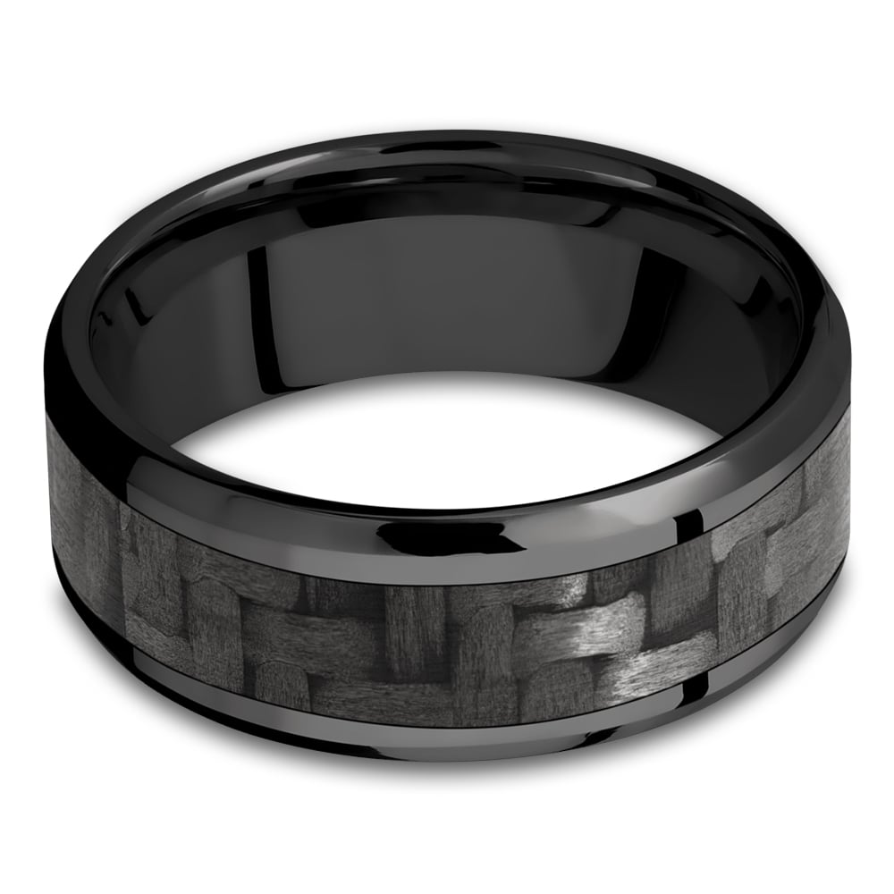 Back in Black - Zirconium & Carbon Fiber Mens Band (8mm) | 03