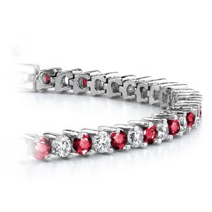 Ruby And Diamond Tennis Bracelet In White Gold