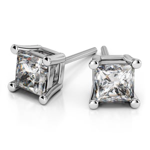 0.75 Ctw Diamond Stud Earrings In White Gold (Princess Cut)