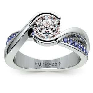 Modern Sapphire And Diamond Engagement Ring In White Gold