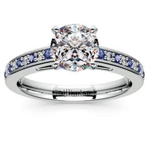 Diamond And Sapphire Cathedral Engagement Ring In White Gold