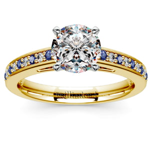 Sapphire Engagement Ring In Yellow Gold With Cathedral Setting