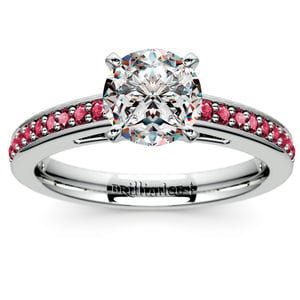 White Gold Ruby Engagement Ring With Cathedral Setting