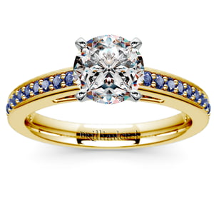 Blue Sapphire Pave Band Engagement Ring Setting In Gold
