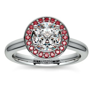 Ruby Halo Engagement Ring Setting In White Gold