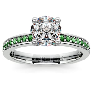 Emerald Pave Engagement Ring Setting In White Gold