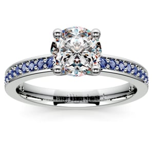 Sapphire Pave Engagement Ring Setting In White Gold