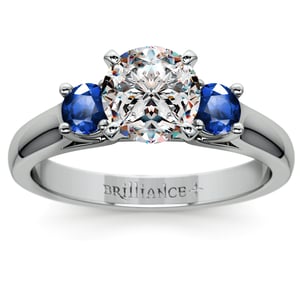 White Gold Sapphire Side Stone Engagement Ring Setting