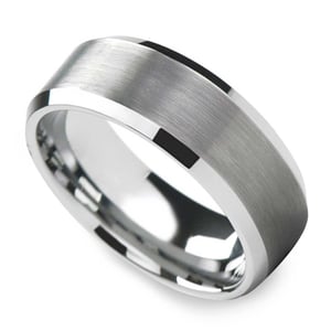 TRUMIUM 8mm Mens Wedding Ring Tungsten Centre Groove Beveled Edge Matte Brushed Comfort Fit Size 6-14 