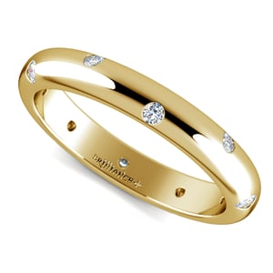Inset Diamond Wedding Ring in Yellow Gold (3mm)
