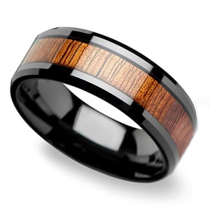 Mens Hawaiian Koa Wood Inlay Wedding Ring - The Low Tide