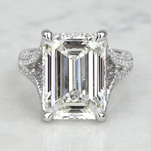 Custom 9 Carat Lab Grown Emerald Diamond Split Shank Engagement Ring
