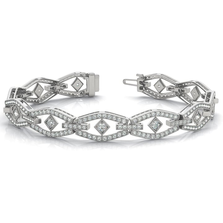 Art Deco Diamond Bracelet in White Gold (3 ctw) | Thumbnail 03