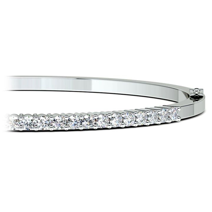 Half Eternity Diamond Bracelet Bangle In White Gold (1 Ctw) | 01
