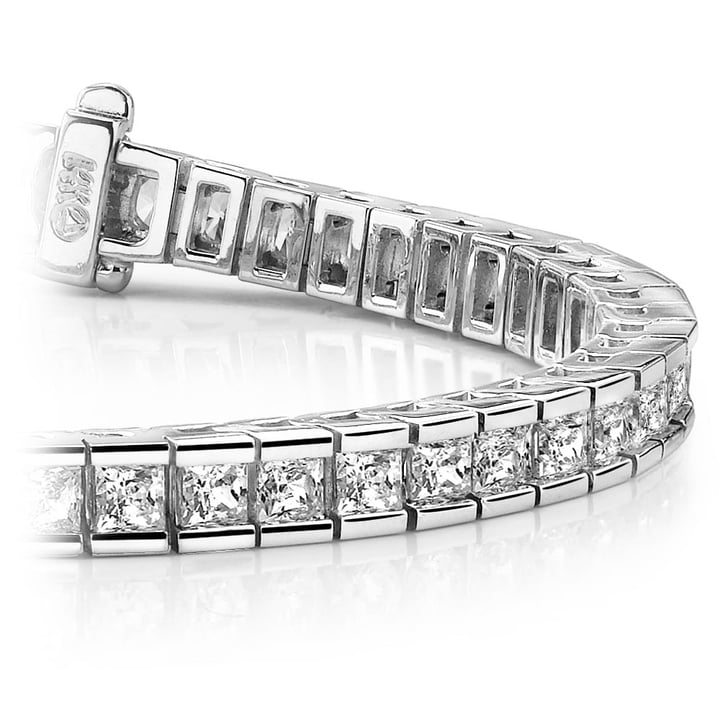 Princess Cut Channel Set Diamond Tennis Bracelet In White Gold | Zoom