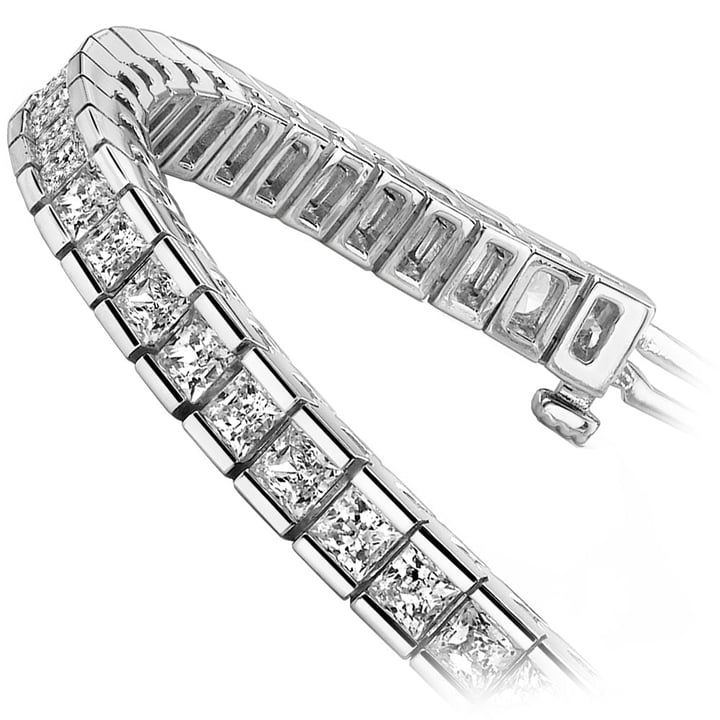 Princess Cut Channel Set Diamond Tennis Bracelet In White Gold | Thumbnail 02