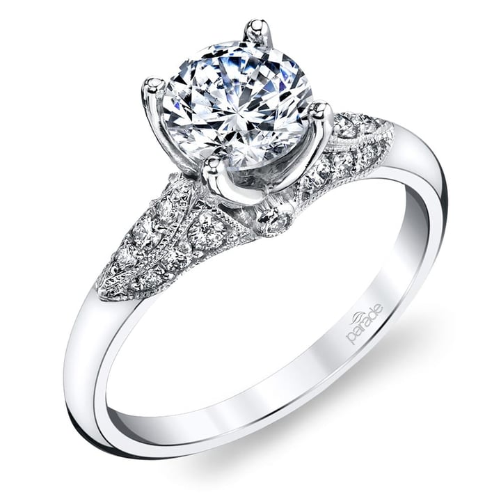 Vintage Cathedral Engagement Ring With Milgrain Edging | Zoom