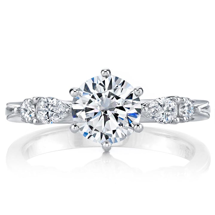 Five Stone Round Diamond Engagement Ring With Pear Accents | Thumbnail 02