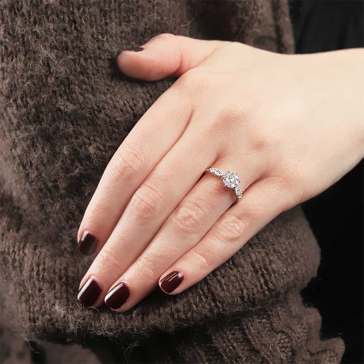 Five Stone Round Diamond Engagement Ring With Pear Accents | Thumbnail 04