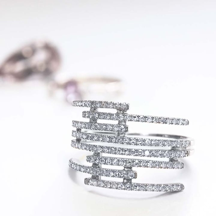 Fashion Multi Row Diamond Ring In White Gold By Parade | Thumbnail 03