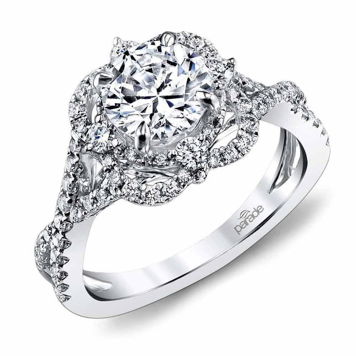 Double Halo Engagement Ring Setting In Platinum by Parade | 01