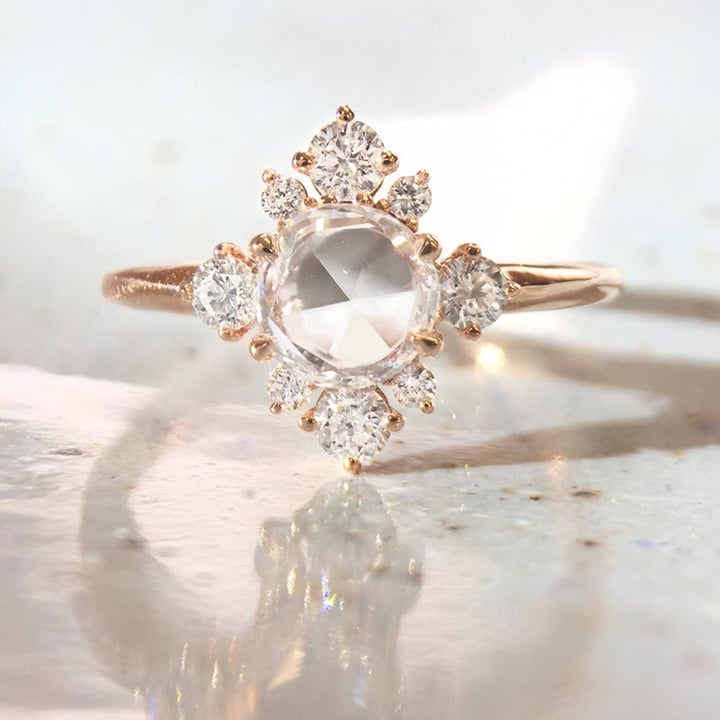 Fancy Illuminated Halo Diamond Ring in Rose Gold by Parade | 04