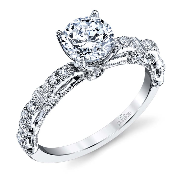 Lyria Signature Crown Engagement Ring In White Gold | Zoom