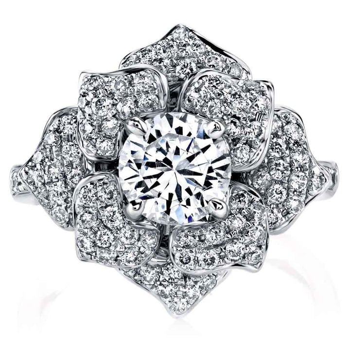 Flower Diamond Engagement Ring In White Gold By Parade | Thumbnail 02