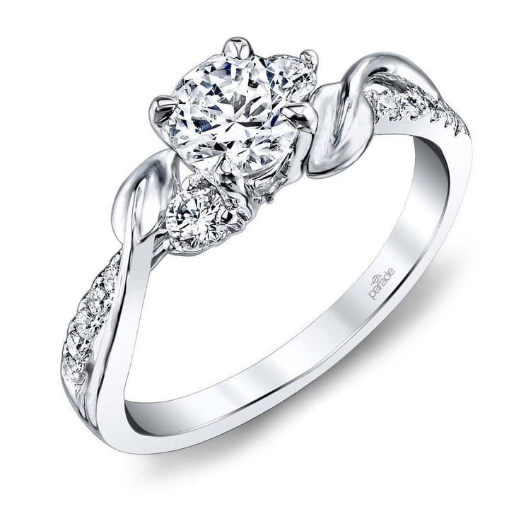 3 Stone Leaf And Vine Engagement Ring In Platinum | 01