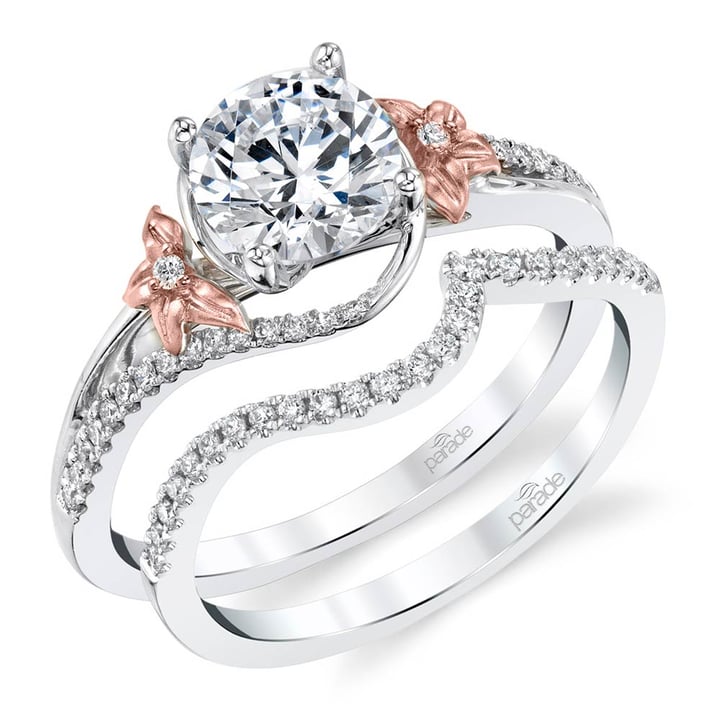 Wrap Floral Diamond Engagement Ring in White And Rose Gold | Thumbnail 02