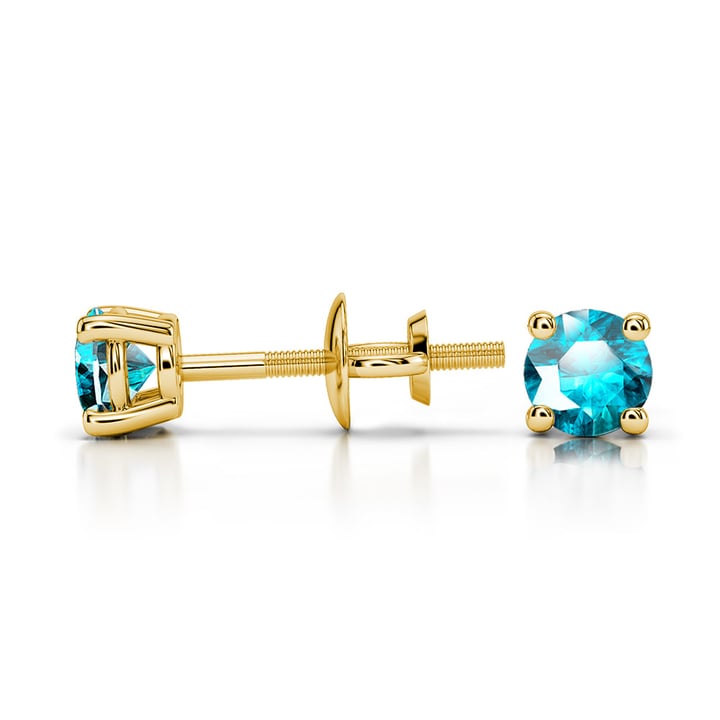 Aquamarine Stud Earrings In Gold (3.4 Mm) | Thumbnail 01