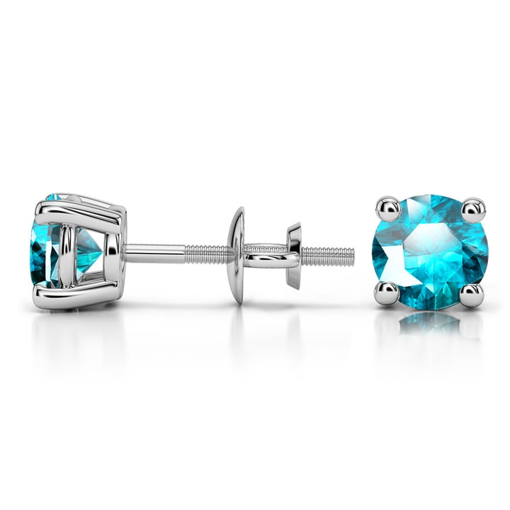 Round Aquamarine Stud Earrings In White Gold (5.1 Mm)  | Thumbnail 01