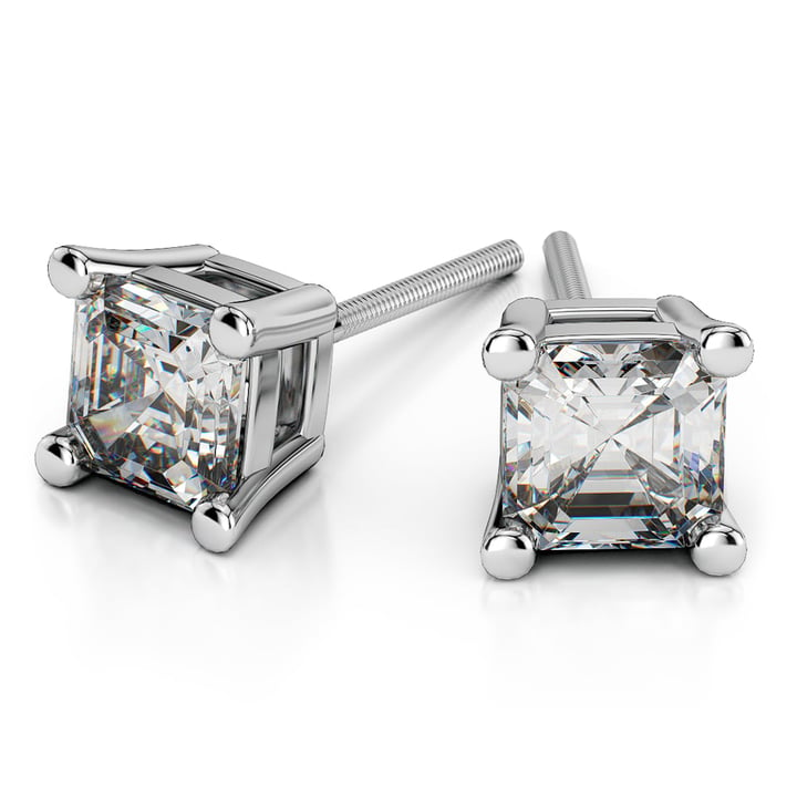 Asscher Diamond Stud Earrings in Platinum (1 1/2 ctw) | Zoom