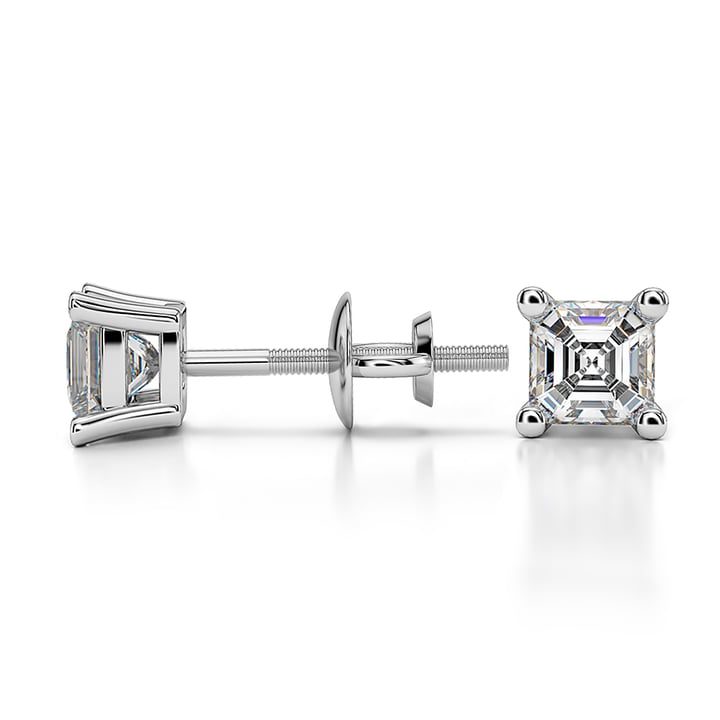 Asscher Diamond Stud Earrings in Platinum (1/2 ctw) | Thumbnail 01