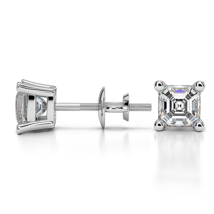 Asscher Diamond Stud Earrings in Platinum (1 ctw) | 03