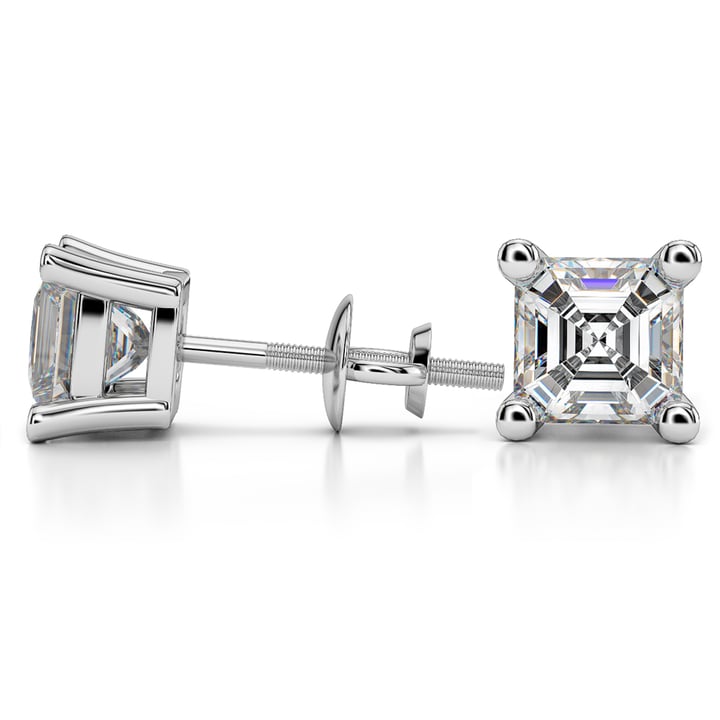 4 Carat Asscher Cut Diamond Stud Earrings In Platinum | 03