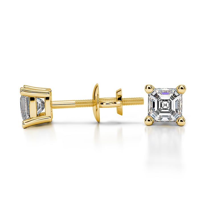 Asscher Diamond Stud Earrings in Yellow Gold (1/3 ctw) | 03