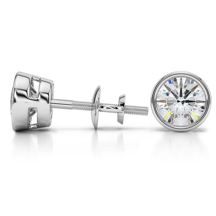 Bezel Diamond Stud Earrings in Platinum (3 ctw) | 03