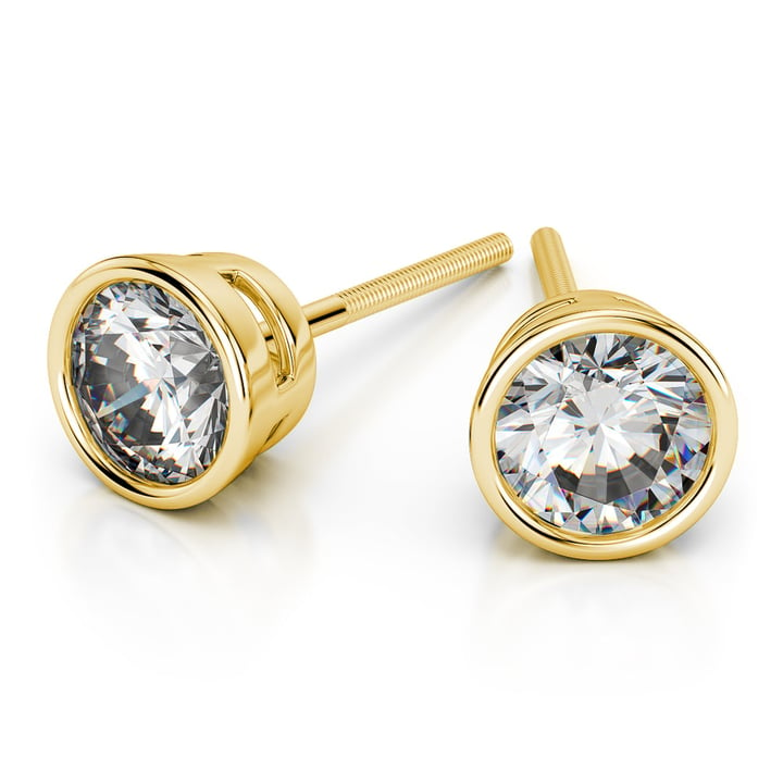 Bezel Diamond Stud Earrings in 14K Yellow Gold (3 ctw) | Thumbnail 01
