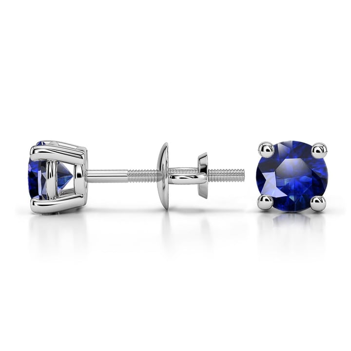 1 Carat Blue Sapphire Stud Earrings In Platinum (4.5mm) | 03
