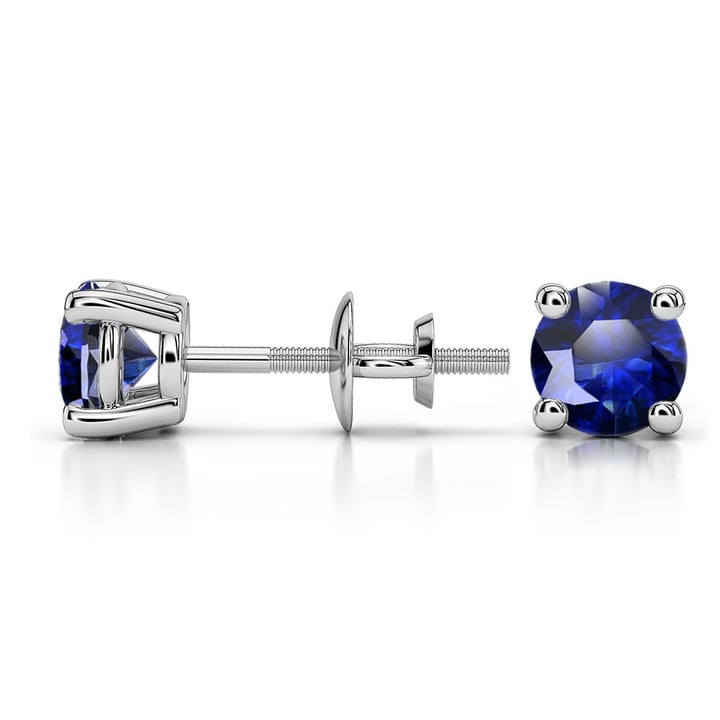 Blue Sapphire Stud Earrings In White Gold (5.1 mm) | Thumbnail 01