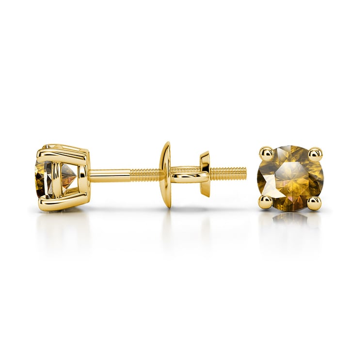 Round Citrine Earring Studs In Gold (4.1 Mm) | 03