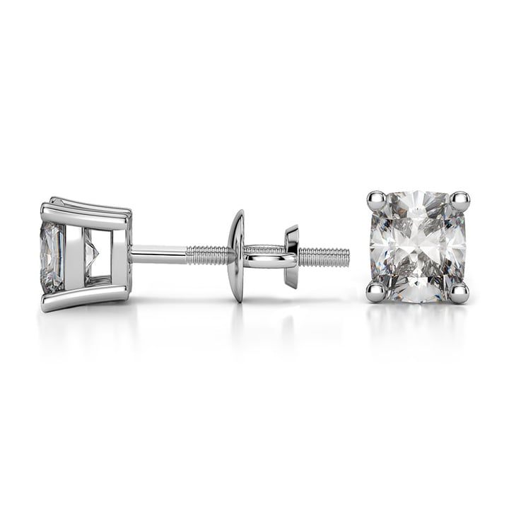 1/2 Carat Diamond Earrings In Platinum - Cushion Cut | 03