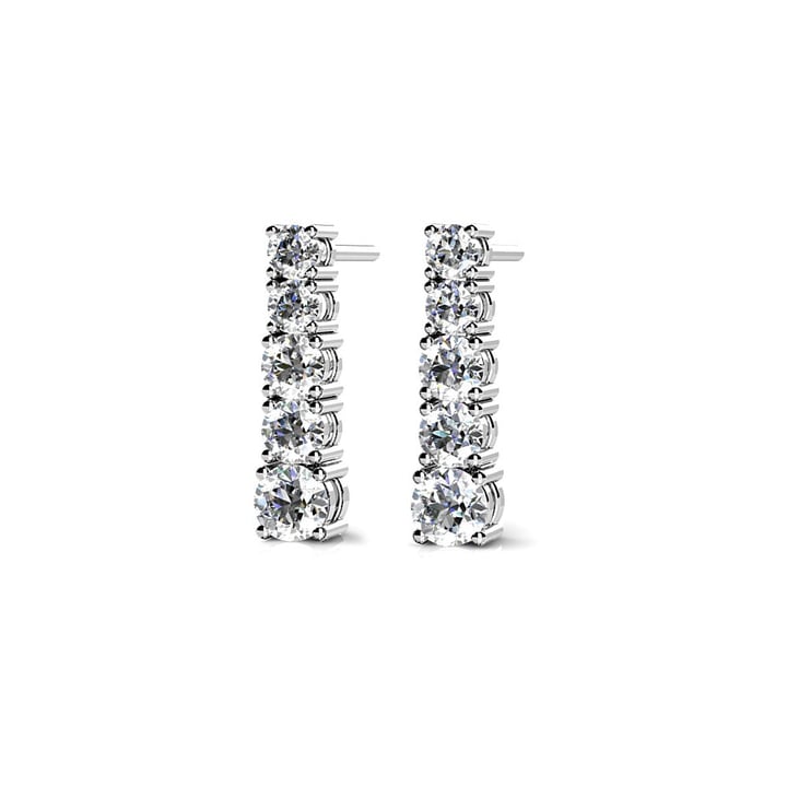 Graduated Diamond Dangle Drop Earrings In White Gold (1/2 Ctw) | Thumbnail 01